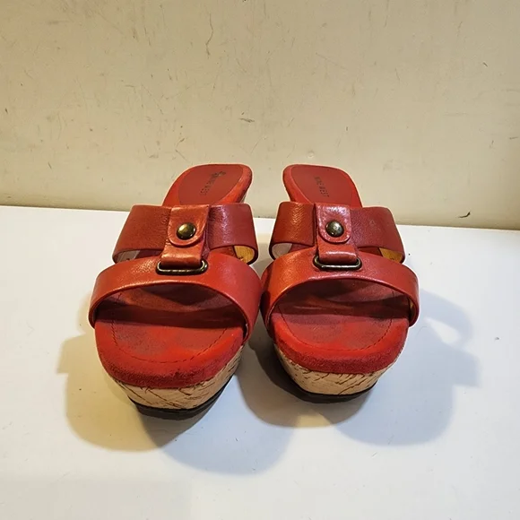 Nine West Coral Leather Wedge Sandals Size 8 - Picture 8 of 11